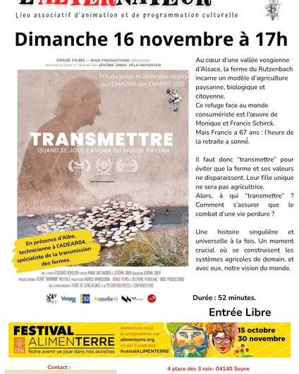 Projection du film « Transmettre » à l’Alternateur_Seyne